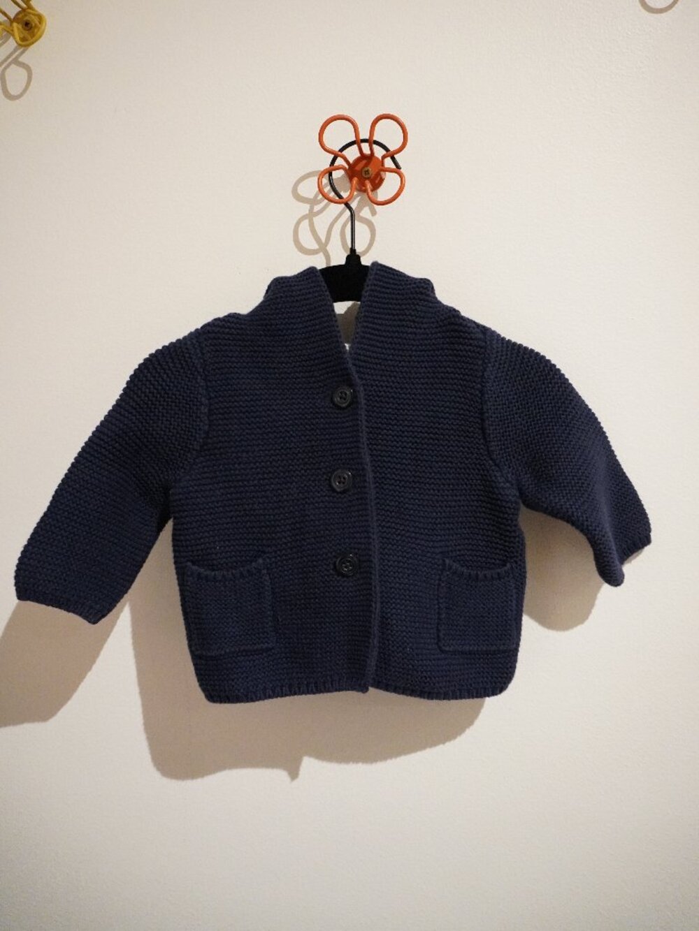 Baby Gap Bear Knit Sweater 0-3M Navy Button Closure